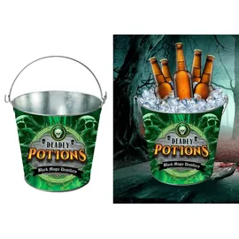 Fiestas Guirca Metall Eimer Potions Wiederverwendbar 19 x 23 cm Grün