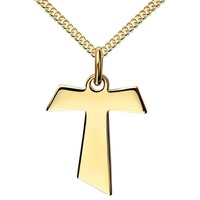 JEVELION Kreuzkette Antoniuskreuz 585 Gold - Made in Germany (Goldkreuz, für Damen und Herren), Mit Kette vergoldet- Länge wählbar 36 - 70 cm.