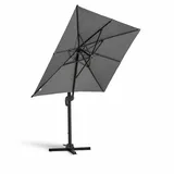 Oviala Business Freistehender Sonnenschirm 2x3 m und 4 Platten zum Befüllen Aluminium grau