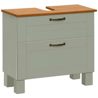 Home Affaire Waschbeckenunterschrank »Rodby«, FSC®-zertifiziertes Massivholz, Griffe Metall, Breite 60cm, Höhe 55cm, grün