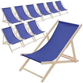 ECD Germany 10er Set Liegestuhl Klappbar 117 x 52 x 83 cm Blau
