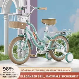 habib gruppe Mädchenfahrrad Klassik | Inkl. Luftpumpe | 6-teiligem Schutz-Set | Kohlenstoffstahlrahmen & Duales Bremssystem | Mitwachsend & sicher... | Türkis