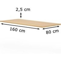 FlexiSpot Tischplatte TP1608-Maple, rechteckig, 160 x 80cm, ahorn