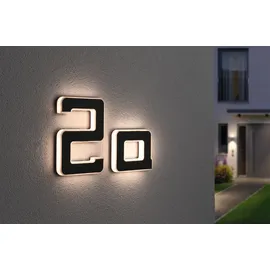 Paulmann LED Außen-Wandleuchte Solar Hausnummer, LED fest integriert, Warmweiß, LED-Modul, Hausnummern, Buchstaben wählbar, Akku wechselbar schwarz 16 cm x 13,4 cm x 3 cm