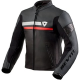RevIt! Revit Mile Lederjacke - Schwarz/Rot/Weiß / 52