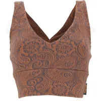Guru-Shop T-Shirt Bauchfreies Top, Bra Top, Yoga Top aus.. Festival, Ethno Style, Psychedelic, alternative Bekleidung braun XL
