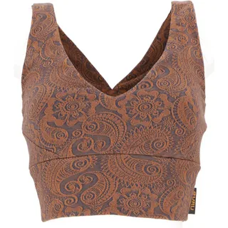 Guru-Shop T-Shirt Bauchfreies Top, Bra Top, Yoga Top aus.. Festival, Ethno Style, Psychedelic, alternative Bekleidung braun XL