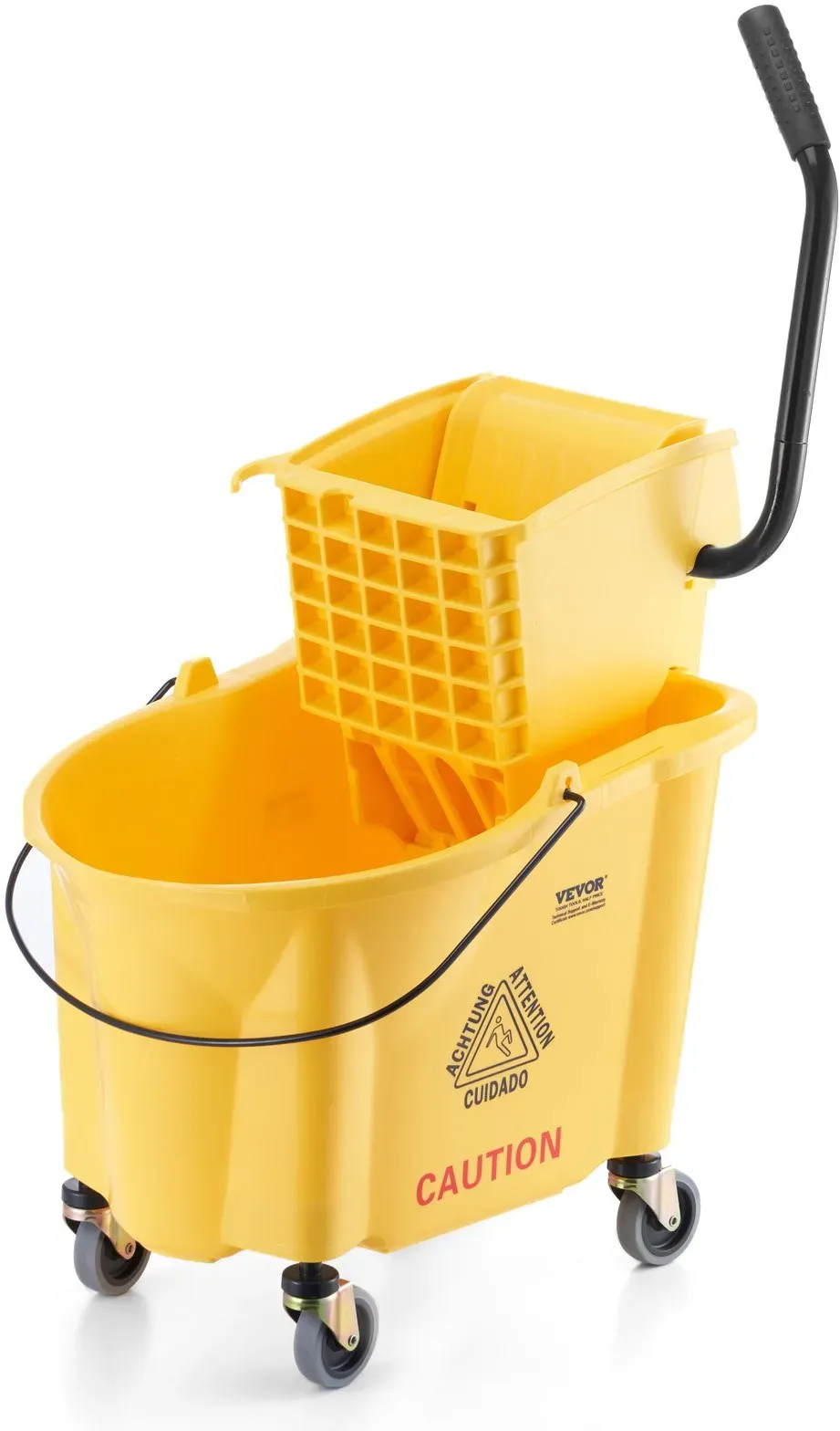 VEVOR Wischeimer Moppeimer mit Wringer, 35 Qt. Gewerblicher Wischeimer mit Seitlicher Wringerpresse, Wischeimer und Wringer-Kombi auf Rädern, Professionelle/Industrielle/Gewerbliche Bodenreinigung