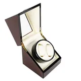 SHIOUCY Doppel Uhrenbeweger, automatischer Uhrenbeweger mit japanischen Mabuchi Motor Holz rotierenden Uhren Display Aufbewahrungskoffer Box für Unisex-Erwachsene
