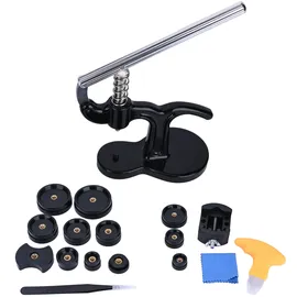 casativo Profi Uhren Einpresswerkzeug 17 tlg., Reparatur Werkzeug für Uhren inkl. 12 Druckplatten, ideal für den Batteriewechsel