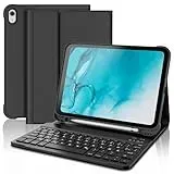 FOGARI iPad 10 Generation Tastatur Hülle | iPad 10.9 Tastatur Hülle 2022 - QWERTZ Deutsches Tastatur Magnetische Kabelloser Bluetooth Abnehmbar für iPad 10.Generation A2696/ A2757/ A2777 - Schwarz