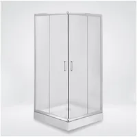 KOLMAN Eckdusche Funkia Viereck Duschkabine mit Duschwanne, BxT: 80x80 cm, Sicherheitsglas, 185 cm, Gefrorenes Glas, Ablaufgarnitur Gratis 80 cm x 80 cm