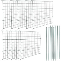 Ikodm Teichzaun Gartenzaun Komplettset - 10 Stück Teichzaun Steckzaun Metall 22 Zaunelemente - 10 Zaunelemente 12 Befestigungsstäbe - Teichschutzzaun Gerade Zaun für Hunde - Länge 7,5 m