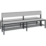 C+P Doppelseitige Sitzbank mit Rückenlehne, Basic Plus, H796xB1960xT760mm, Gestell Schwarzgrau / Dekor Silbergrau (8062-410)