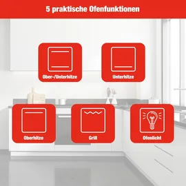 Telefunken Standherd mit Glaskeramik-Kochfeld Elektroherd freistehend 50 cm breit Herd | weiß/schwarz