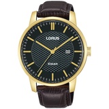 Herren Gold Dress Watch mit schwarzem Lederarmband & schwarzem Zifferblatt