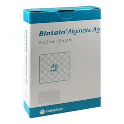 Biatain Alginate Ag Kompressen 5x5 cm mit Silber