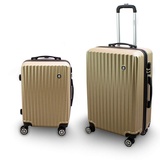 Barut Kofferset M + L 2-teilig Reisekoffer Trolley Hartschalenkoffer ABS Teleskopgriff Modell General (Champagne)