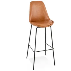Barhocker aus Metall und Kunststoff | Industrie Barstuhl mit Fußstütze | Retro Küchenstuhl mit gepolstertem Sitz | Vintage Stil | Kadima Design