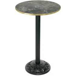 Restootab Stehtisch Bistrot-Stil Ø60cm - Modell Metal Stein mit messingfarbenen Kanten