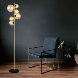 GLOBO Stehlampe 6-flg. 155 cm Messing Amber
