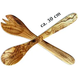 Olivenholz-erleben Salatbesteck MITTEL - L 30 cm,