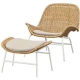 IKEA FRYKSÅS Sessel und Hocker Rattan/Risane natur