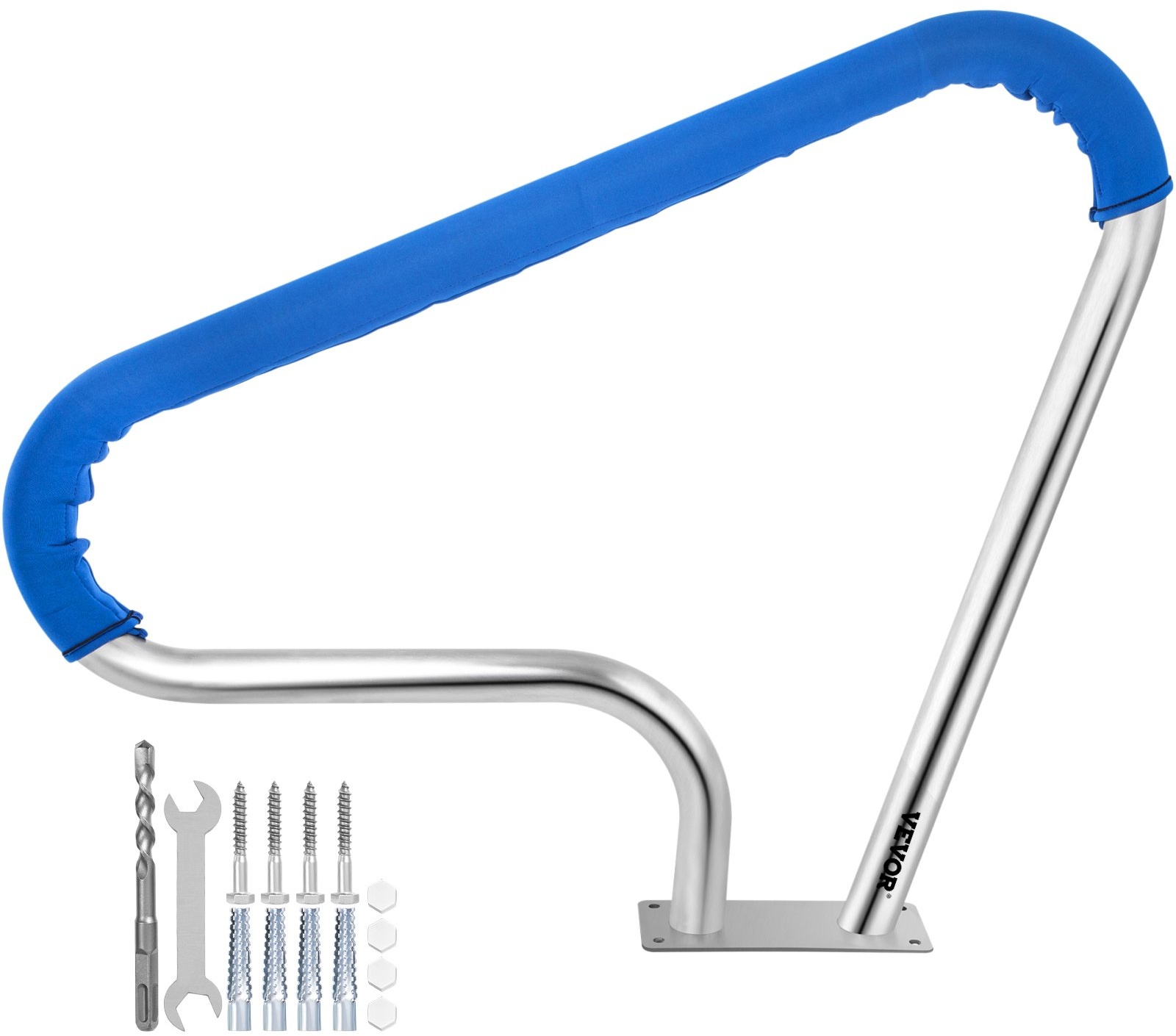 VEVOR Schwimmbad-Handlauf Edelstahl 98,9x81,3 cm Pool Haltegriff Griffbogen 113 kg Tragbar  Einstiegshilfe Pool 4,8 cm Kurven-Design mit Griffabdeckung für Schwimmbäder Schräglagen Spa Wasserpark