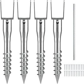 Vevor U-Pfostenträger 4er-Pack 100 x 70 x 700 mm DIY-Pfostenpfosten zum Einschrauben inkl. 6 Zugankern und einer Bewehrungsstange U-förmiger Pfostenhalter ideal für Briefkastenpfosten und Zaunpfosten