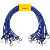 Pretex 12er Set Universal Expander Gepäckspanner mit Haken - 88 cm Lange Gummispanner Gummiband Set - 12x Fahrrad Spanngurte Spanngummi - Bungee Cord Set - Blau