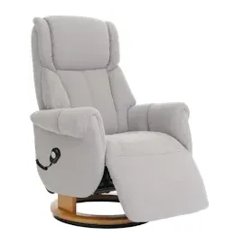 MCA Furniture MCA Relaxsessel + Aufstehhilfe HWC-N58, Fernsehsessel Sessel Fußstütze Bouclé Stoff Holz grau, Holz Natur