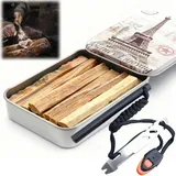 Azttior Feuerstahl Outdoor Survival Kit, Metallbox Feuerstein Survival Ausrüstung mit Magnesium Feuerstarter, Kienspan Zunder Sticks, Multitool Schaber, Paracord– Firestarter Flint für Camping Wandern