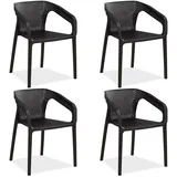 Homestyle4u Gartenstuhl 4er Set, in Schwarz, Kunststoff, 220x75x54 cm, Gartenmöbel, Gartenstühle, Gartenstühle