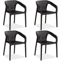 Homestyle4u Gartenstuhl 4er Set, in Schwarz, Kunststoff, 220x75x54 cm, Gartenmöbel, Gartenstühle, Gartenstühle