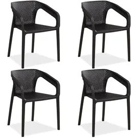 Homestyle4u Gartenstuhl 4er Set, in Schwarz, Kunststoff, 220x75x54 cm, Gartenmöbel, Gartenstühle, Gartenstühle