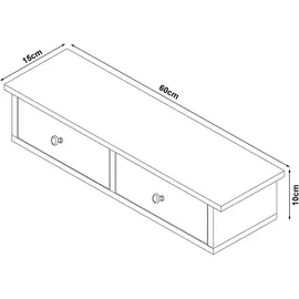 [en.casa] Wandregal Geeste 60 x 15 x 10 cm Hellgrau