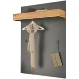 furn.design Garderobenpaneel grau matt und Wotan Eiche Wandgarderobe 100 x 135 cm Center in