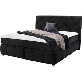 Jockenhöfer Boxspringbett "Bella erhältlich in 140 & 180cm Breite", schwarz (schwarz 372, 06), B:190cm L:226cm, Bettgestell und seitliche Einfassung der Matratzen: Mikrofaser, Samtähnlich (100% Polyester);Topper: 100% Polyurethan, Bezug (100% Polyester) abnehmbar und