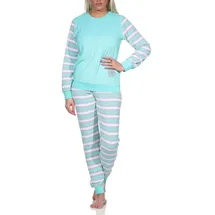 normann Frottee Pyjama Geringelter Damen Mint 40-42