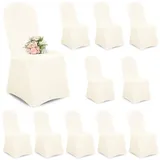 Showgeous 10 Stück Stuhlhussen Beige Polyester Spandex Lycra Stretch Stuhlhussen Universelle Waschbare Stuhlhussen für Hochzeitsfeier Esszimmer Bankett Dekoration