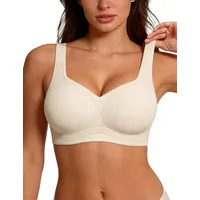 LAJERIN Push Up BH für Damen Ohne Bügel Große Größen Brüste Starker Halt Damen-BHS Verlängerung Seamless Komfort Soft Bra Bequemer Bralette Nahtloser Atmungsaktiv und Leicht, Milchig Weiß-XXL - XXL