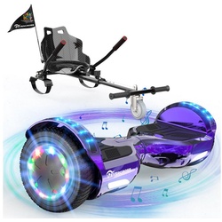 Evercross Balance Scooter Kart 6.5” Hoverboard mit Sitz Hoverkart, mit Bluetooth, LED-Lichter lila