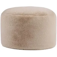 I.C.O.N. Icon Milano Hocker, Beige, Kaninchen Kunstfell Stoff, Sitzsack Stuhl, Sitzpuff, Pouf Hocker mit Füllung, Fußhocker für das Wohnzimmer, Deko Wohnzimmer
