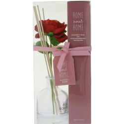 HOME sweet HOME Raumduft Rose mit 6 Rattanstäbchen inklusive Deko-Rose in schöner Geschenkverpackung 100 ml