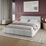 Fdm Bett FLORIDA 120x200 cm mit Lattenrost Stauraum Doppelbett Samt weiß Bettkasten