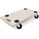 Relaxdays Transportroller HBT: 11 x 58 x 30 cm Transportbrett aus Holz mit Griff Tansporthilfe als Möbelroller und Transportwagen mit Lenkungsrollen Rollbrett bis 200 kg belastbar, natur