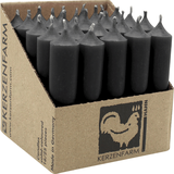 Kerzenfarm Hahn Stabkerzen aus Paraffin, 100/22 mm, Schwarz, KERZENFARM HAHN, Brenndauer ca. 4h, 25 Stück pro Verpackung
