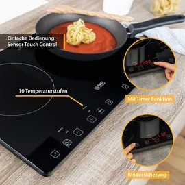tzs-first-austria TZS First Austria Induktionskochplatte 3400W, Slim-Design, 10-stufige Temperaturregelung Timer, Kindersicherung, Sensor touch K... | schwarz,