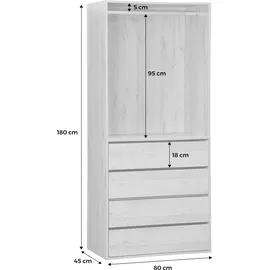 sweeek Kinderkleiderschrank Modul mit 4 Schubladen  Natur Holz beige
