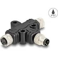 DeLock M8 T-Splitter A-kodiert 3 Pin Stecker zu 2